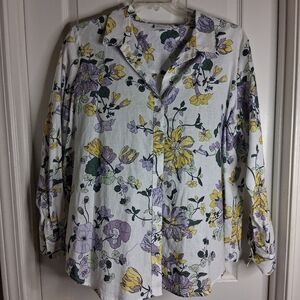 Liz Claiborne Floral Spring Button-Up Women’s Top Sz XXL